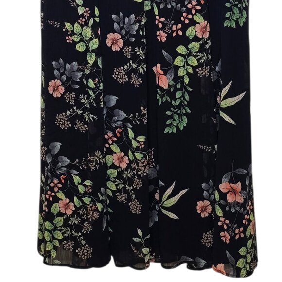 Tommy Hilfiger Navy Floral Midi Flutter Sleeve V Neck Women's Dress - Size 10 - Picture 3 of 8